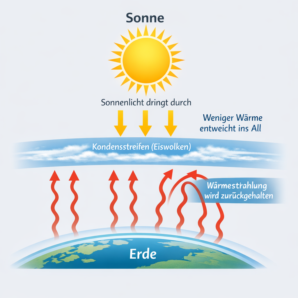 Infografik: Wie Kondensstreifen die Erde erw&auml;rmen
